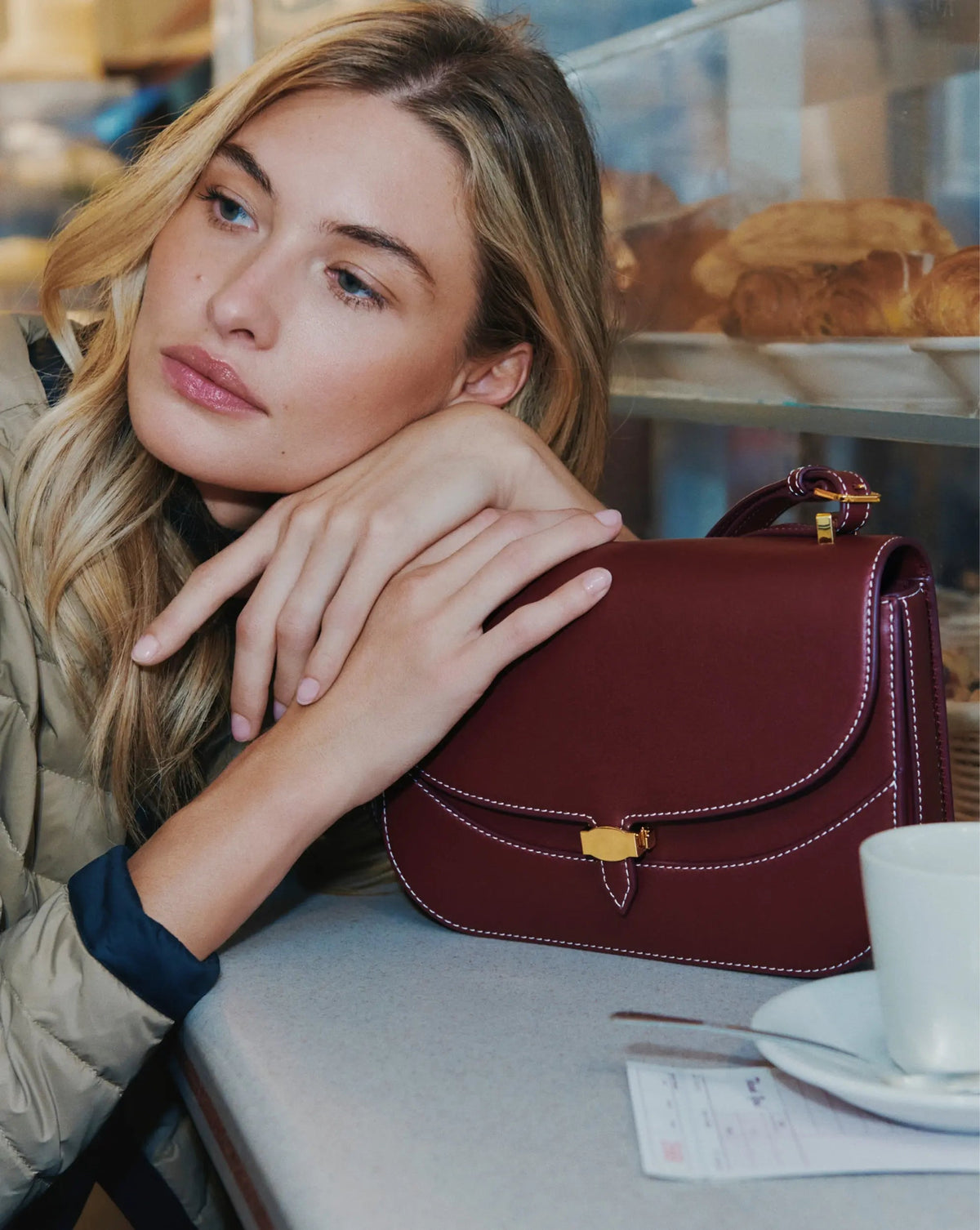 Veronica Beard | Dash Saddle Bag in Burgundy Leather Burgundy