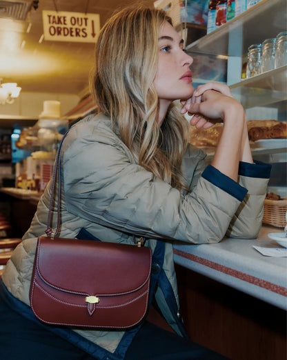 Veronica Beard | Dash Saddle Bag in Burgundy Leather Burgundy