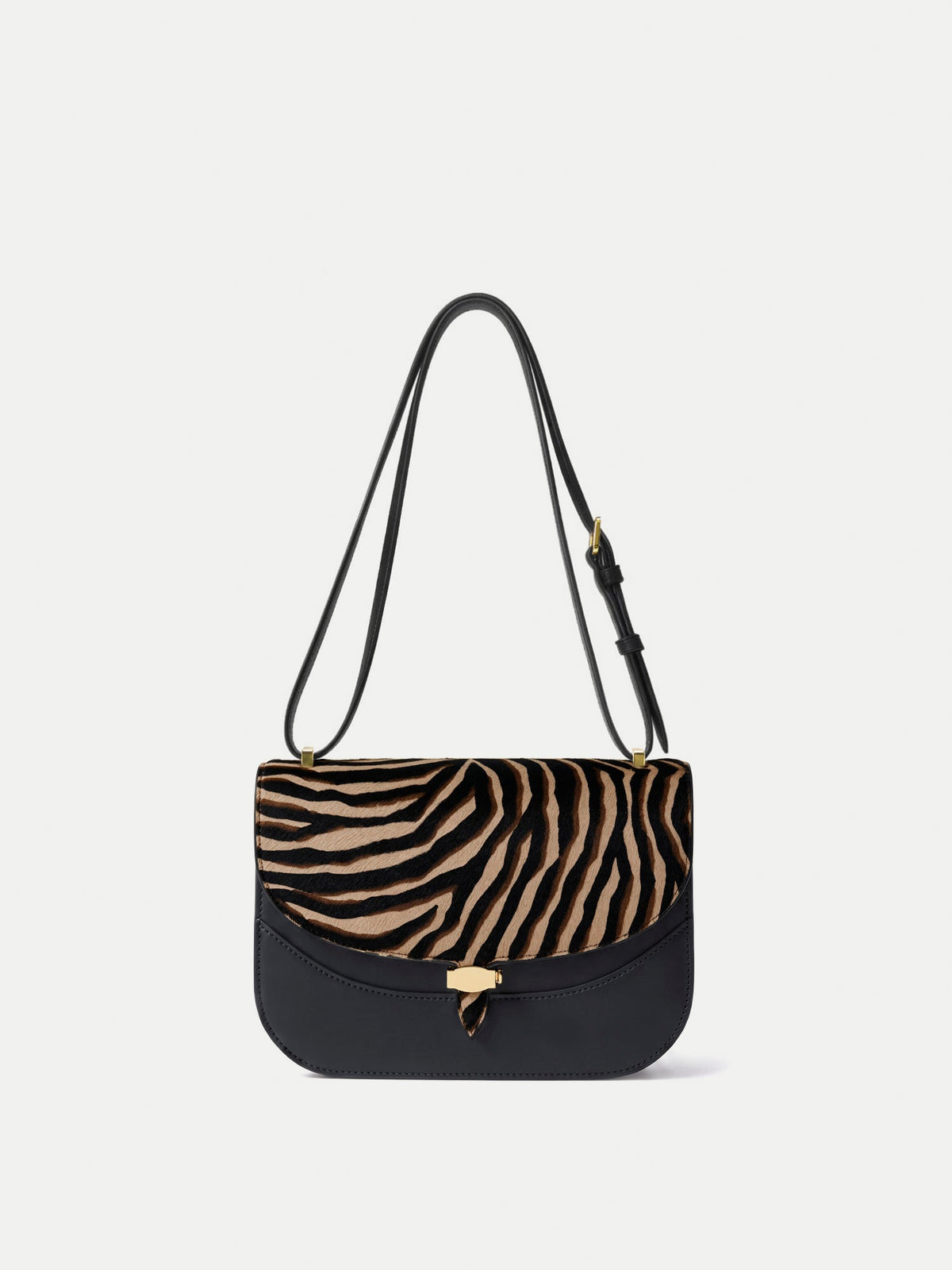 Veronica Beard | Calf-Hair Dash Saddle Bag in Zebra Print Tan Multi