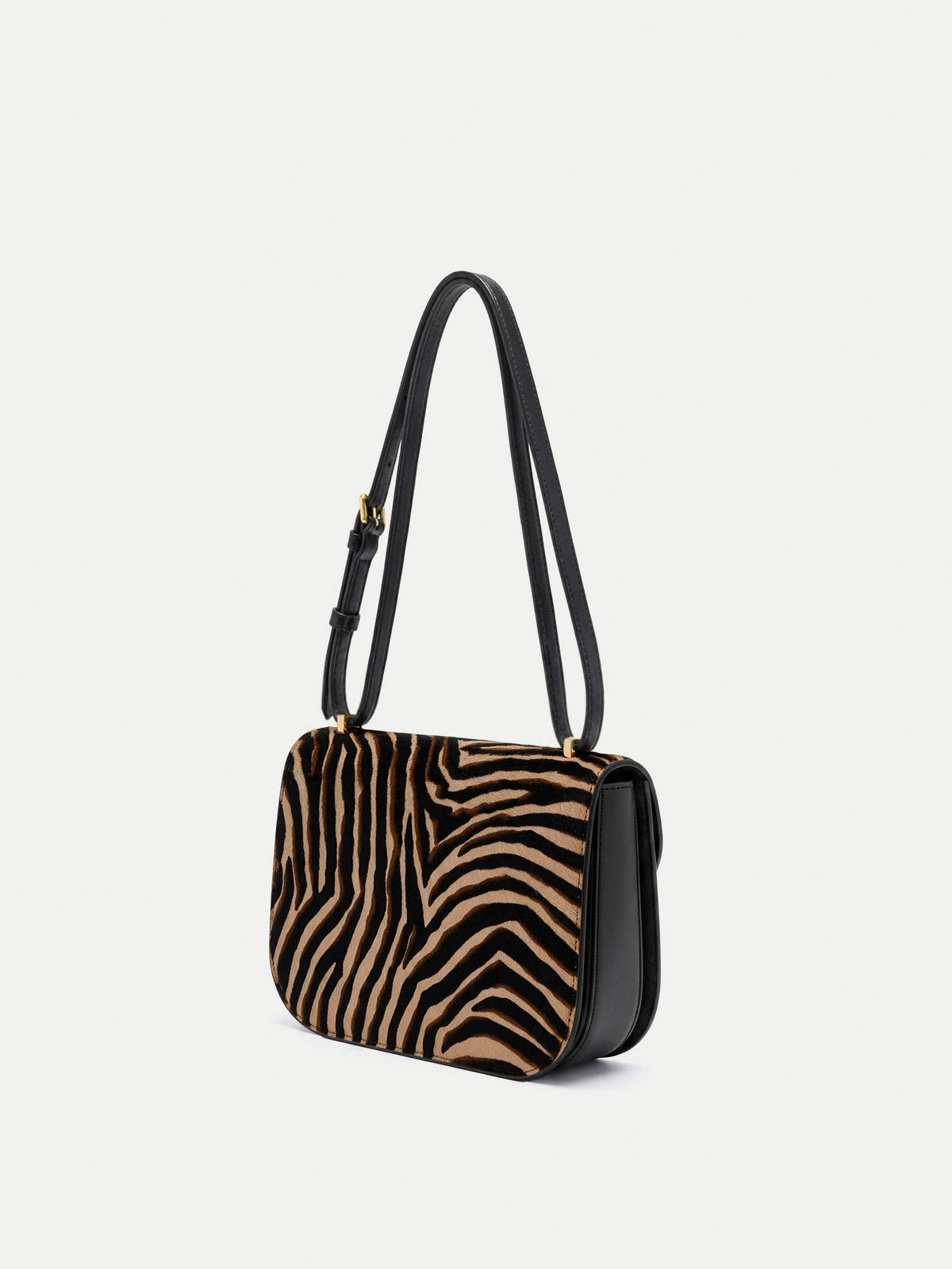Veronica Beard | Calf-Hair Dash Saddle Bag in Zebra Print Tan Multi