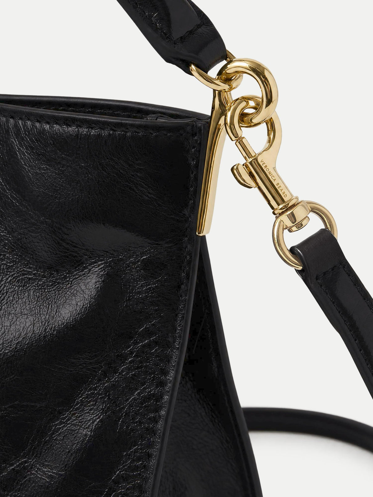 Veronica Beard | Vida Slouchy Shoulder Bag in Black Crinkle Leather Shoulder Bag Black