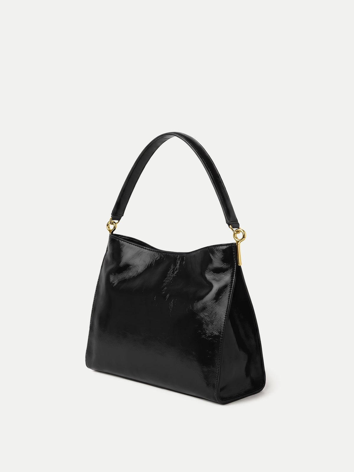 Veronica Beard | Vida Slouchy Shoulder Bag in Black Crinkle Leather Shoulder Bag Black