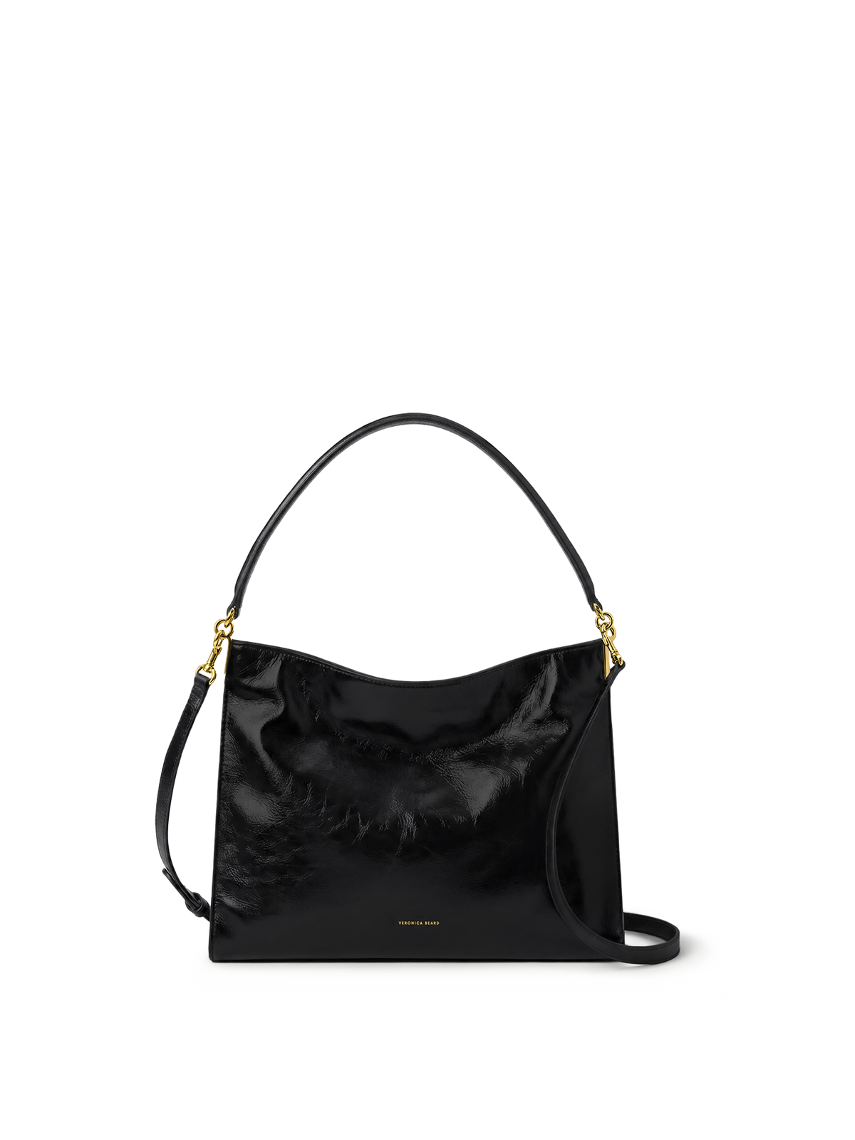 Veronica Beard | Vida Slouchy Shoulder Bag in Black Crinkle Leather Shoulder Bag Black
