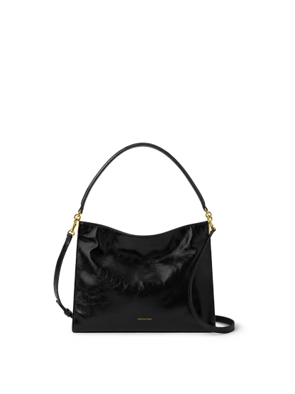 Veronica Beard | Vida Slouchy Shoulder Bag in Black Crinkle Leather Shoulder Bag Black