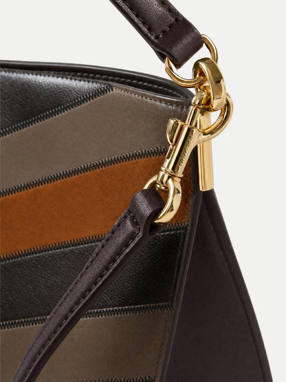 Veronica Beard | Chevron Vida Shoulder Bag in Brown Tobacco Multi Tobacco Multi