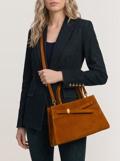 Veronica Beard | Veronica Beard Suede Dash Bag in Tobacco Brown Tobacco