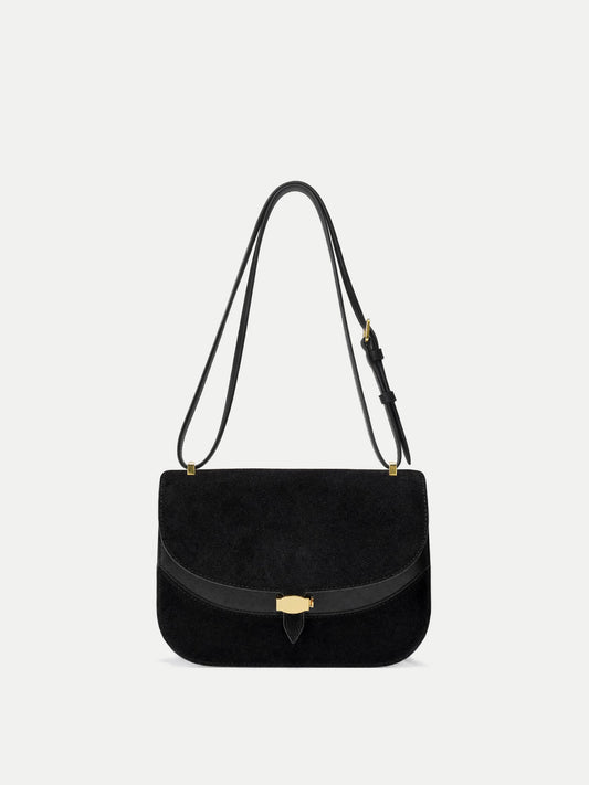 Veronica Beard | Dash Saddle Bag in Black Suede Black