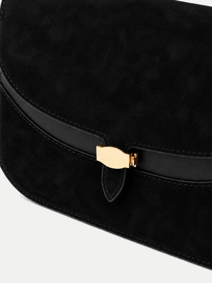 Veronica Beard | Dash Saddle Bag in Black Suede Black