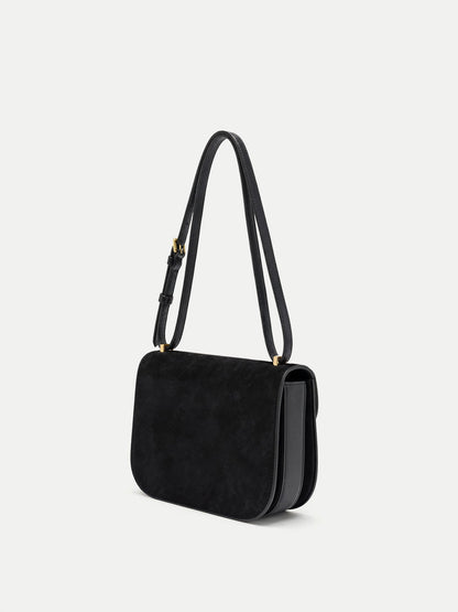 Veronica Beard | Dash Saddle Bag in Black Suede Black