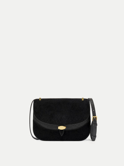 Veronica Beard | Dash Saddle Bag in Black Suede Black