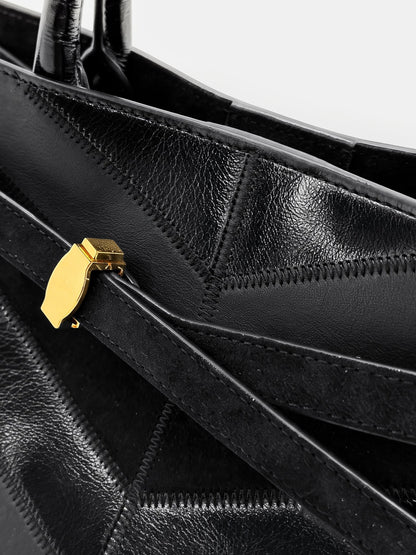 Veronica Beard | Chevron Veronica Beard Dash Bag in Black Leather Black