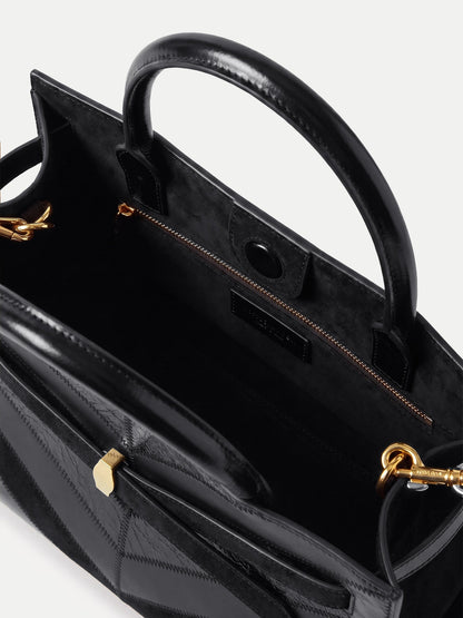 Veronica Beard | Chevron Veronica Beard Dash Bag in Black Leather Black