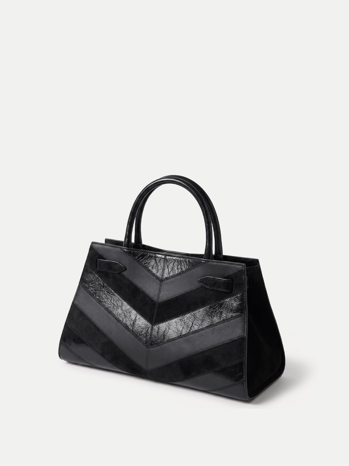 Veronica Beard | Chevron Veronica Beard Dash Bag in Black Leather Black