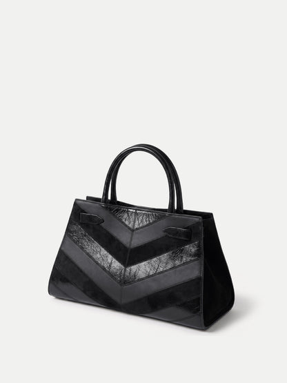 Veronica Beard | Chevron Veronica Beard Dash Bag in Black Leather Black