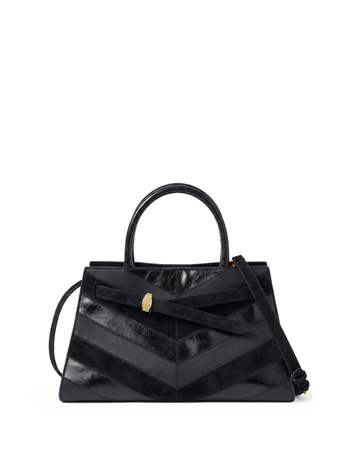 Veronica Beard | Chevron Veronica Beard Dash Bag in Black Leather Black