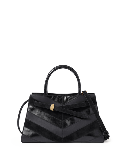 Veronica Beard | Chevron Veronica Beard Dash Bag in Black Leather Black