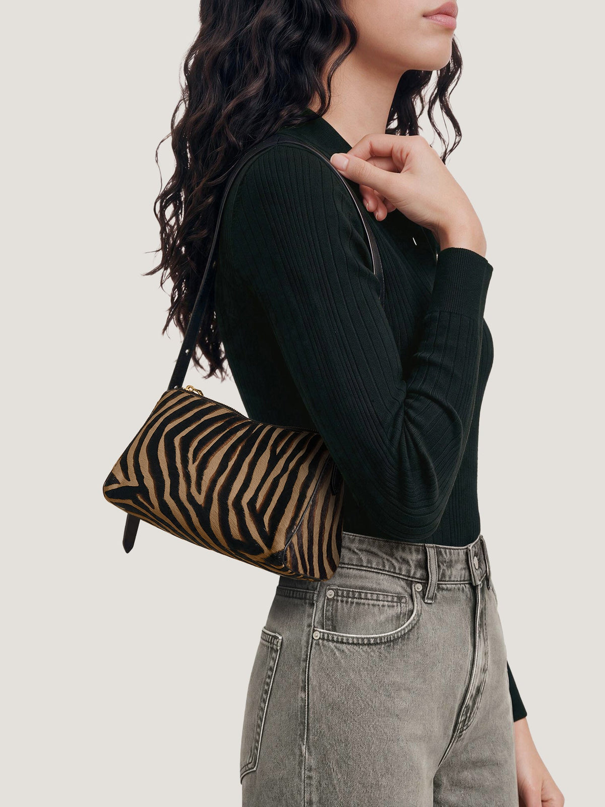 Veronica Beard | Zebra Calf Hair Prism Bag Tan Multi