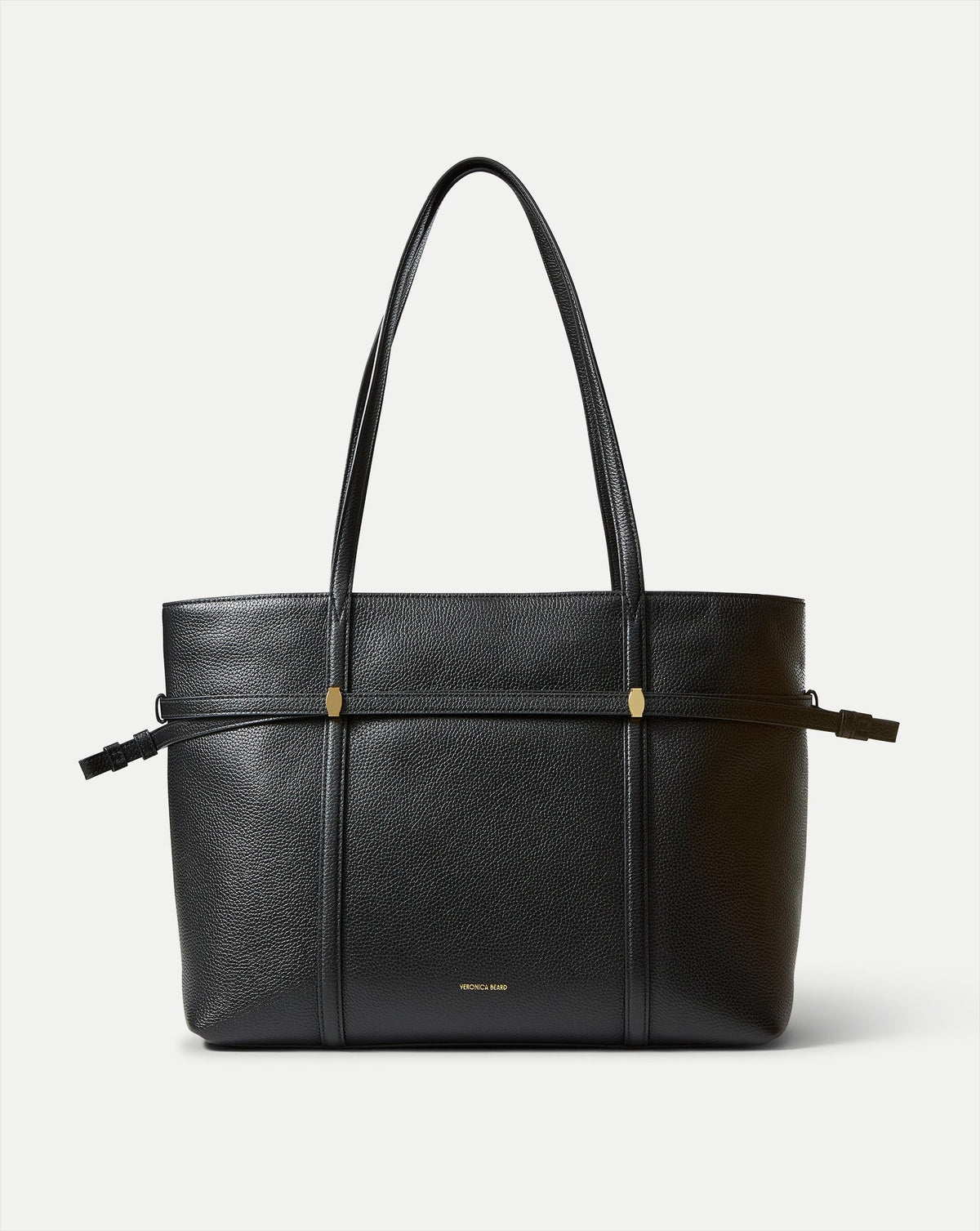 Veronica Beard | Lasso Belted Leather Tote Bag in Black Black