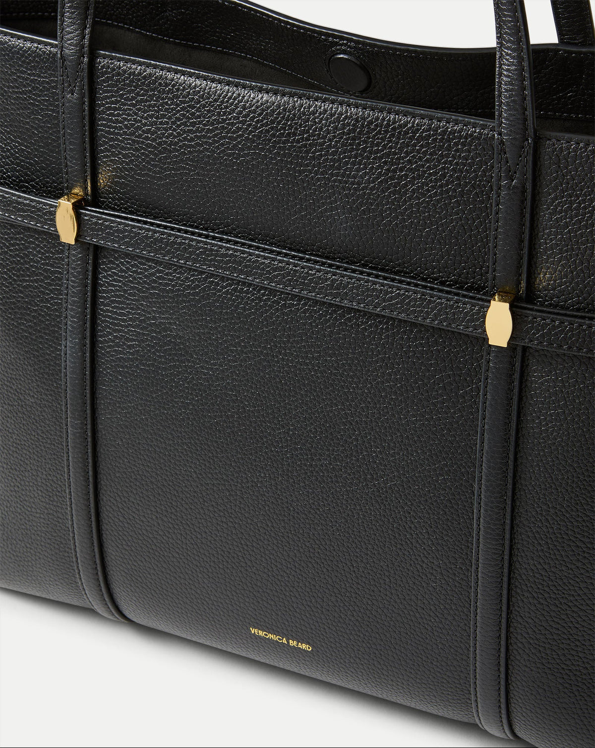 Veronica Beard | Lasso Belted Leather Tote Bag in Black Black