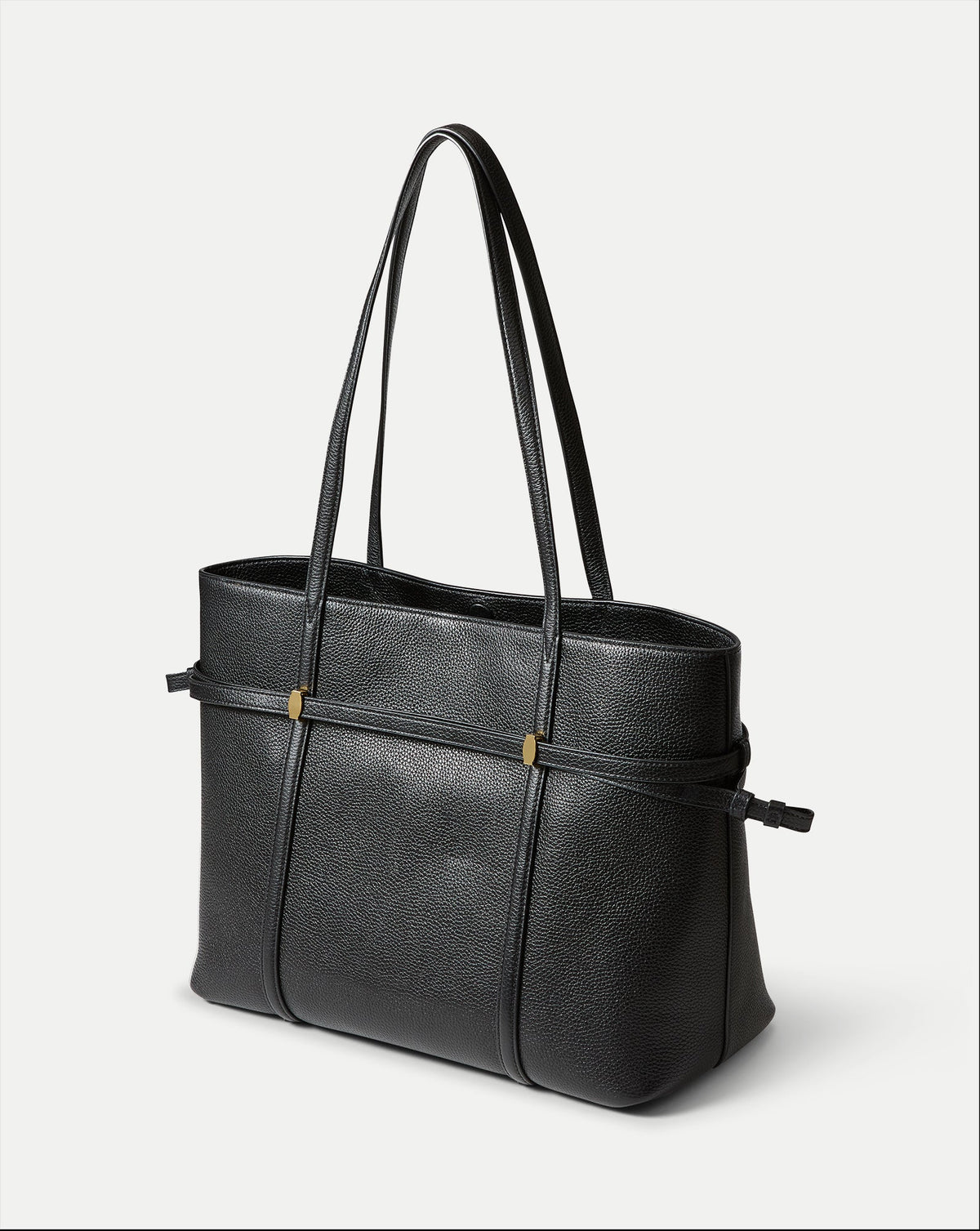 Veronica Beard | Lasso Belted Leather Tote Bag in Black Black