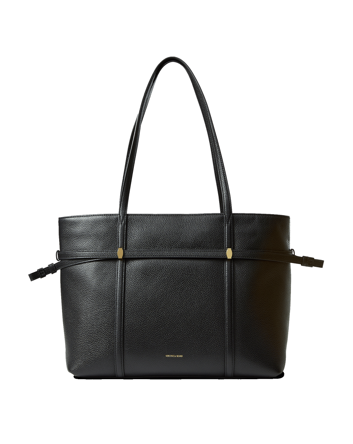 Veronica Beard | Lasso Belted Leather Tote Bag in Black Black