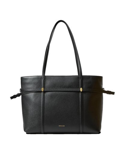 Veronica Beard | Lasso Belted Leather Tote Bag in Black Black