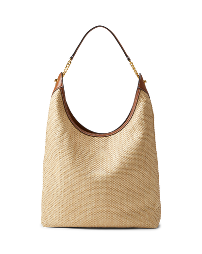 Veronica Beard | Jour Raffia Bag in Brown Leather Hazelwood/Natural Hazelwood/Natural