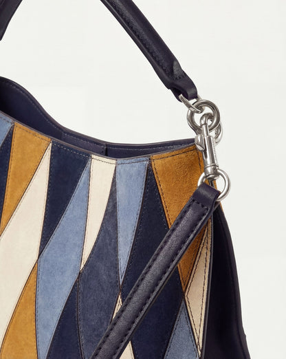 Veronica Beard | Vida Patchwork Shoulder Bag in Blue Multi Blue Multi