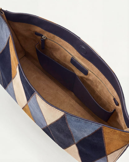 Veronica Beard | Vida Patchwork Shoulder Bag in Blue Multi Blue Multi