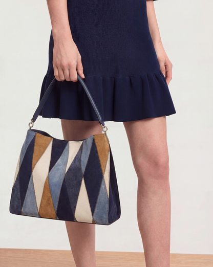 Veronica Beard | Vida Patchwork Shoulder Bag in Blue Multi Blue Multi