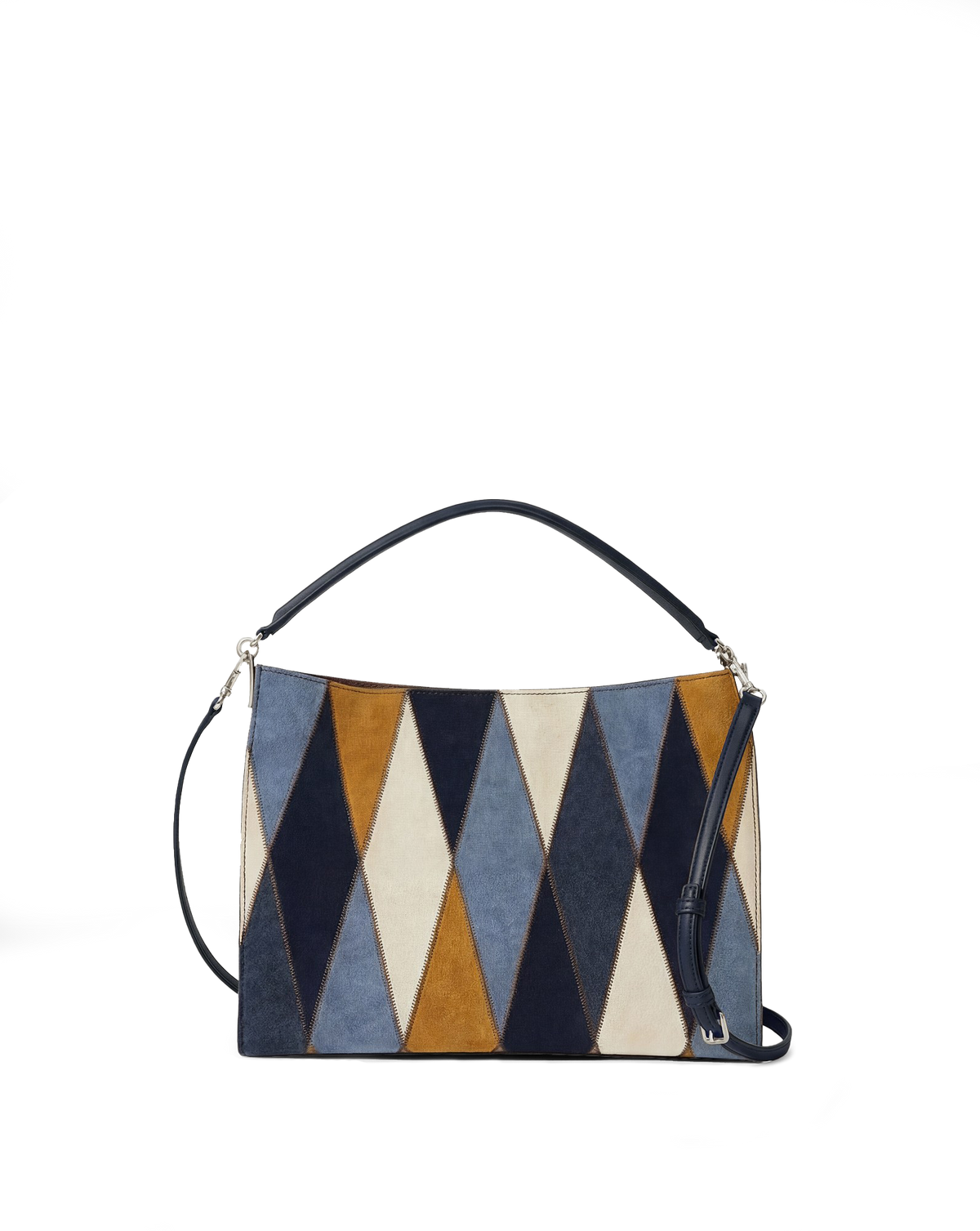 Veronica Beard | Vida Patchwork Shoulder Bag in Blue Multi Blue Multi