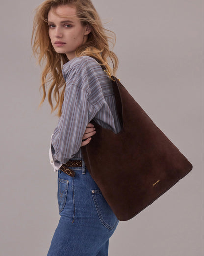 Veronica Beard | Jour Slouchy Shoulder Bag in Dark Brown Espresso
