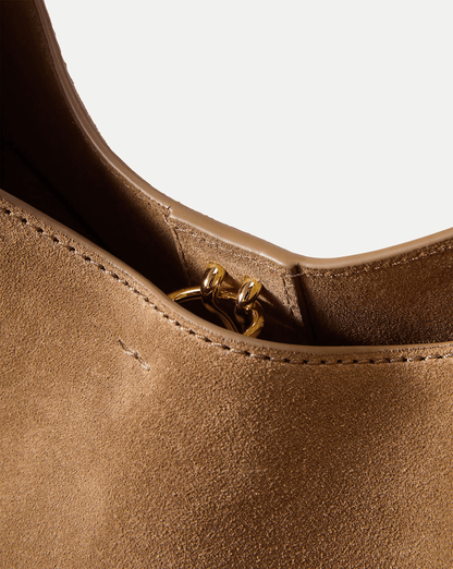 Veronica Beard | Jour Suede Shoulder Bag in Tan Bark Bark