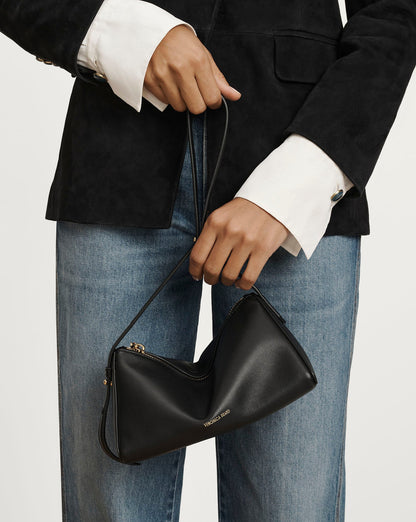 Veronica Beard | Prism Mini Shoulder Bag in Black Leather Black
