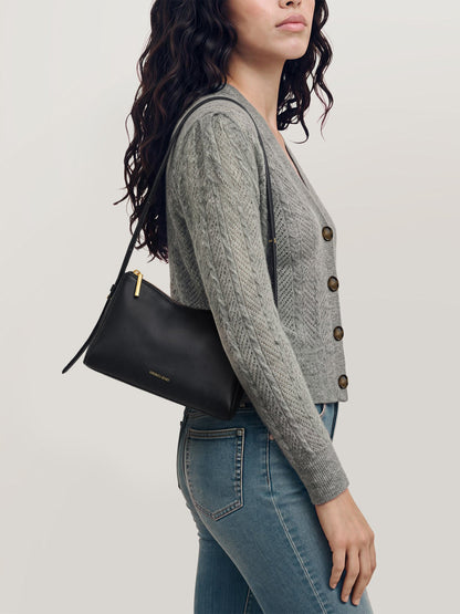 Veronica Beard | Prism Mini Shoulder Bag in Black Leather Black