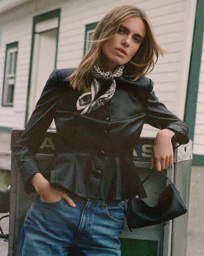 Veronica Beard | Prism Mini Shoulder Bag in Black Leather Black