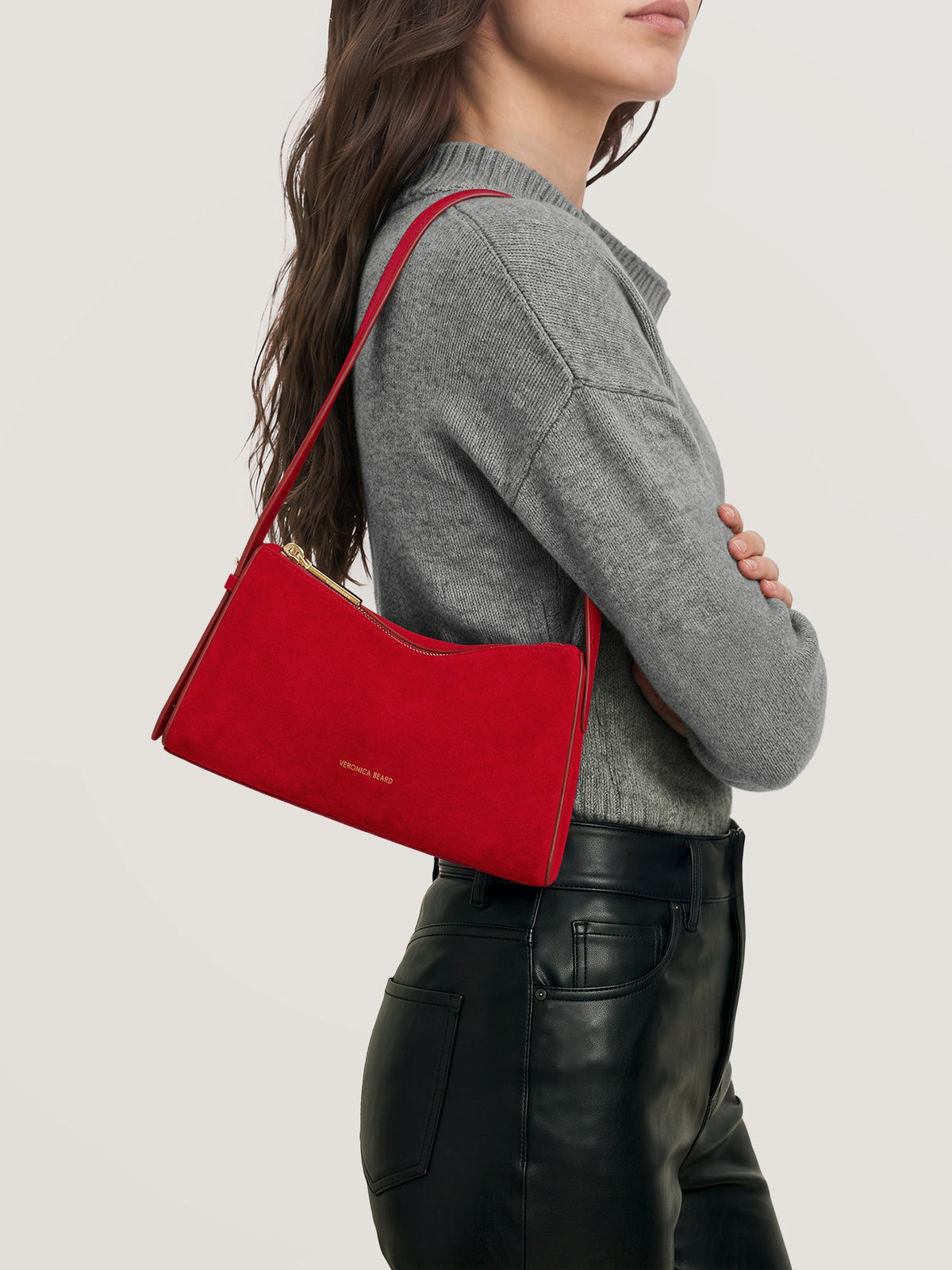 Veronica Beard | Prism Mini Bag in Red Suede Crimson
