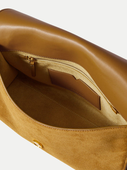 Veronica Beard | Tiger's Eye Cabochon Edit Bag in Tan Suede Acorn Acorn