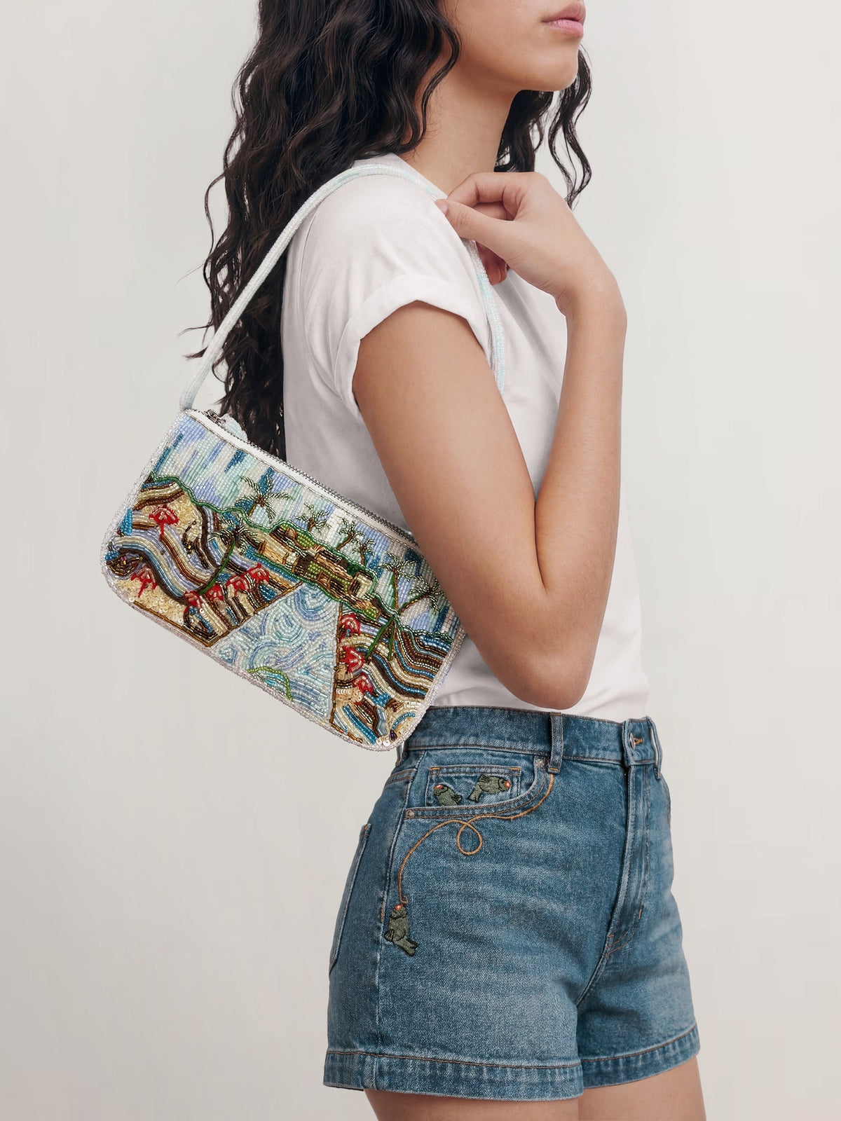 Veronica Beard | Pauline Beaded Shoulder Bag in Multi Multi