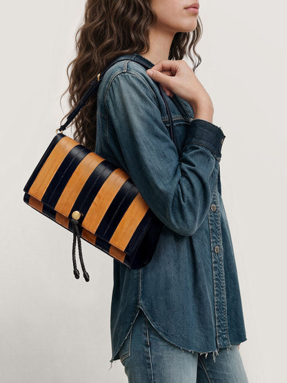 Veronica Beard | Edit Bag in Tan & Black Stripes Acorn Multi Acorn Multi