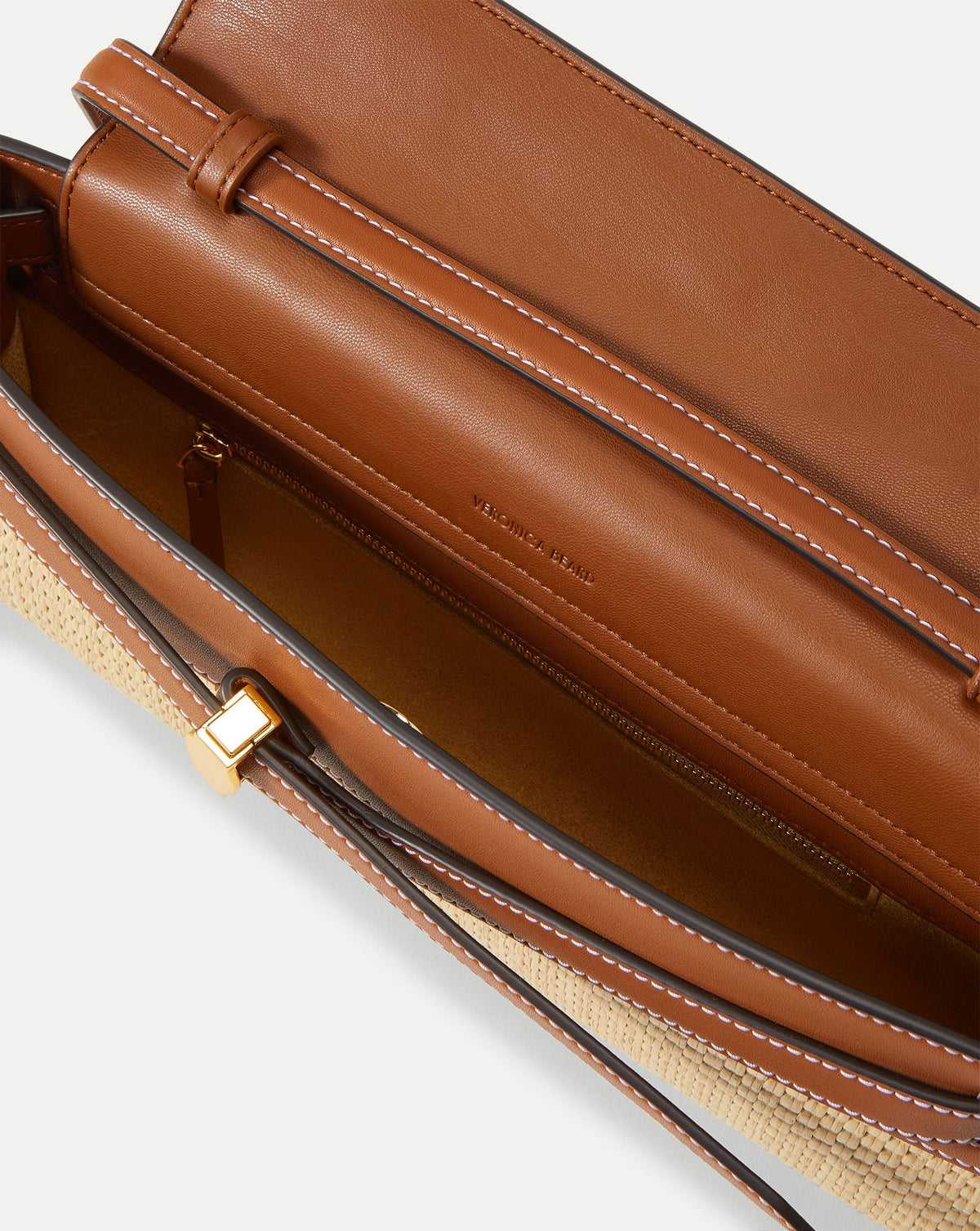 Veronica Beard | Veronica Beard Raffia Dash Clutch in Tan Leather Hazelwood/Natural Hazelwood/Natural