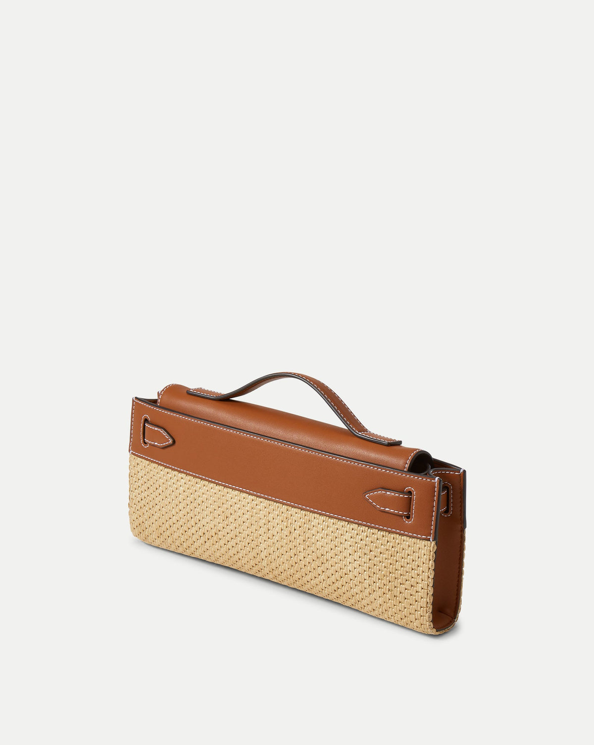 Veronica Beard | Veronica Beard Raffia Dash Clutch in Tan Leather Hazelwood/Natural Hazelwood/Natural