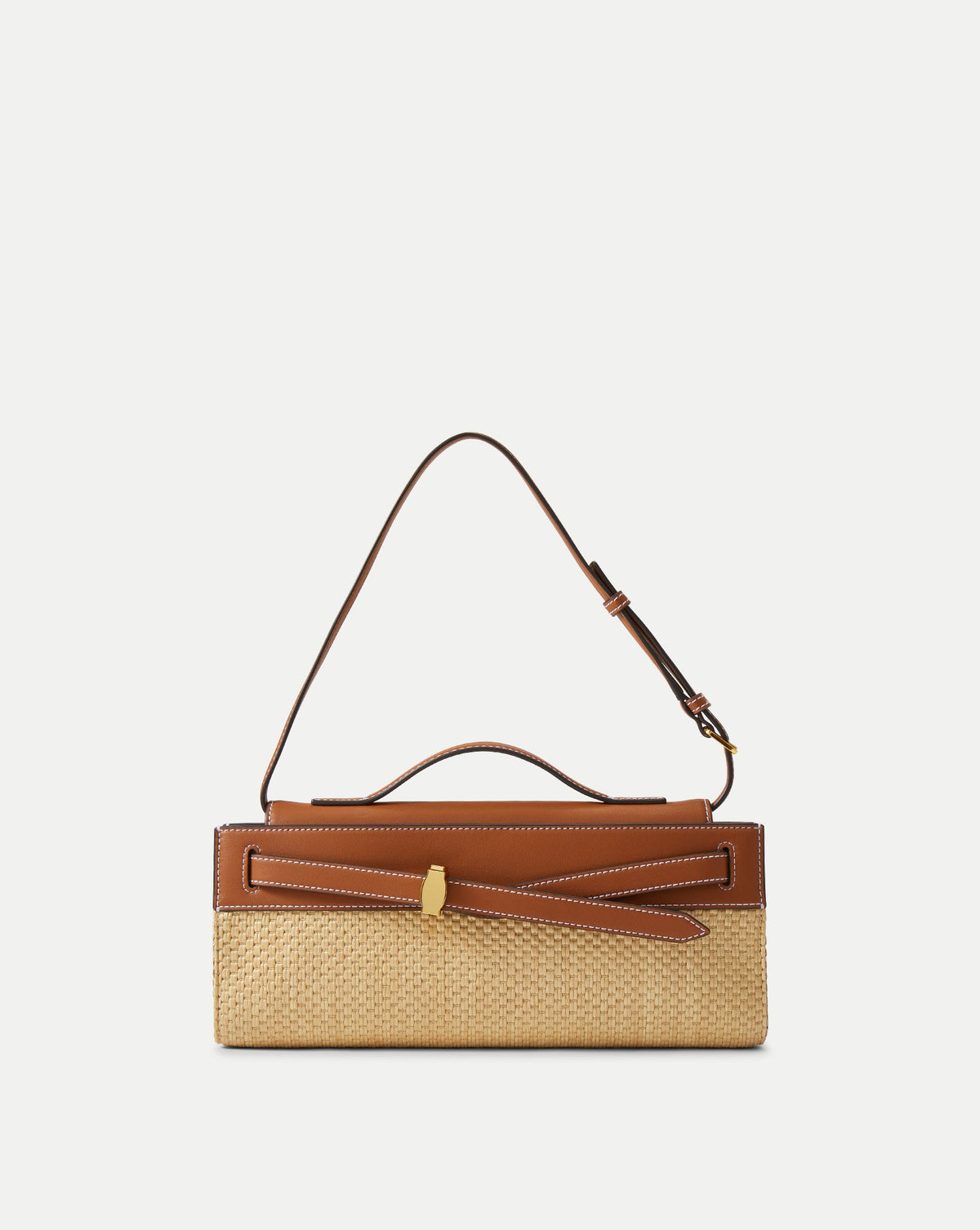 Veronica Beard | Veronica Beard Raffia Dash Clutch in Tan Leather Hazelwood/Natural Hazelwood/Natural