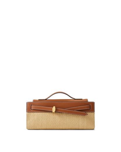 Veronica Beard | Veronica Beard Raffia Dash Clutch in Tan Leather Hazelwood/Natural Hazelwood/Natural