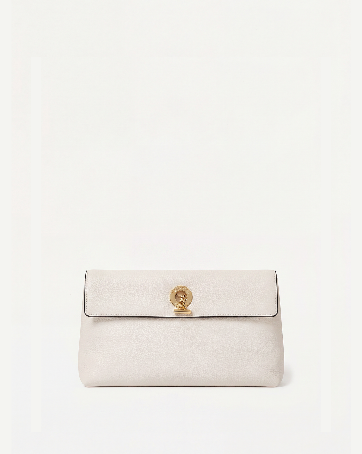 Veronica Beard | Anchor Clutch in Off White Pebbled Leather Off-White