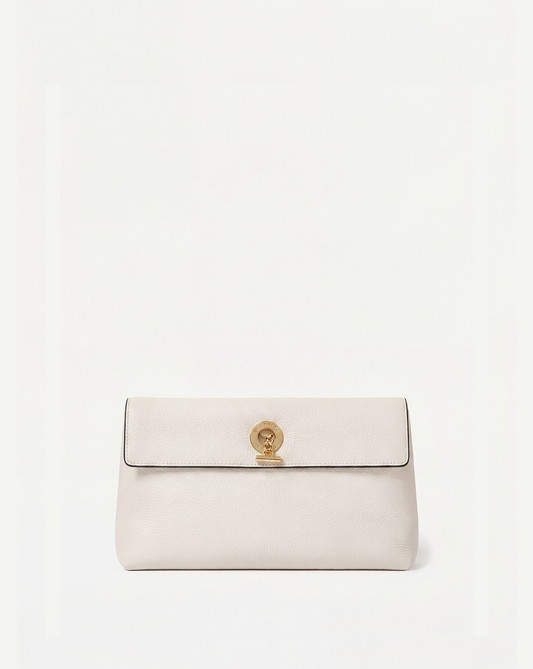 Veronica Beard | Anchor Clutch in Off White Pebbled Leather Off-White