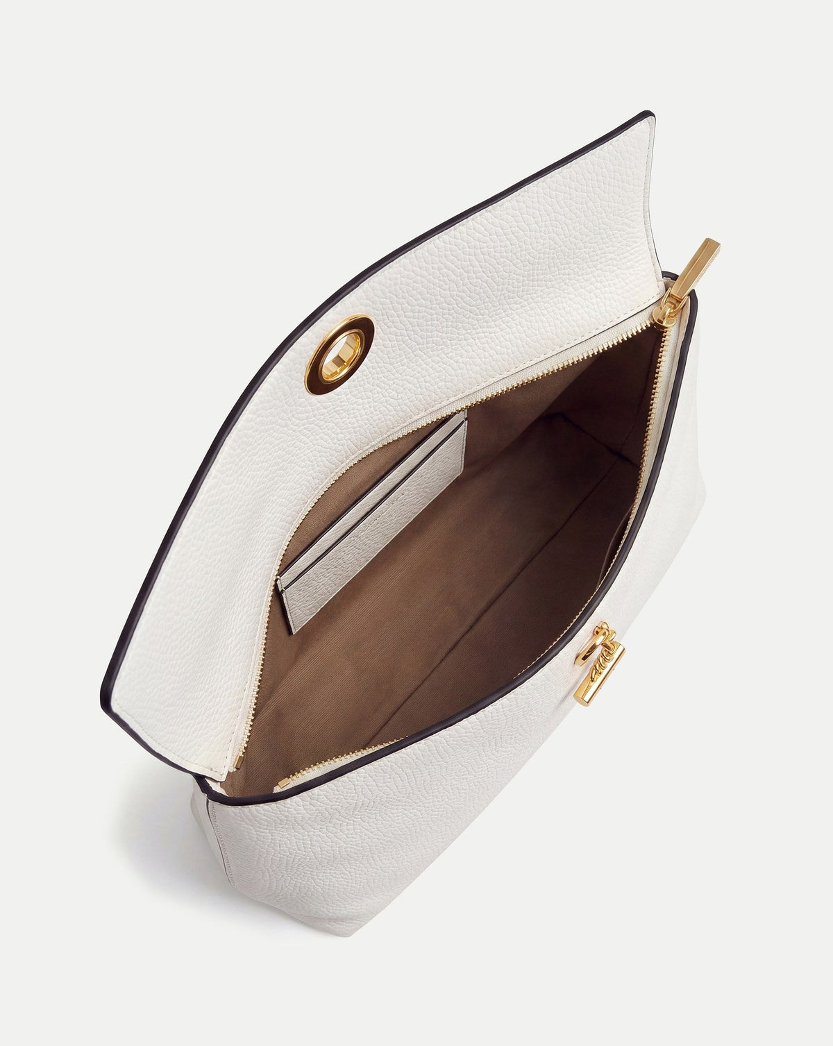 Veronica Beard | Anchor Clutch in Off White Pebbled Leather Off-White