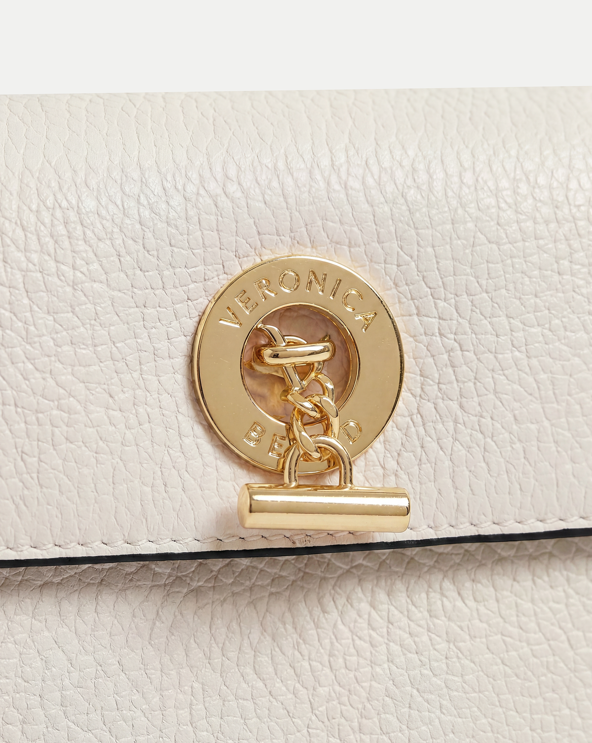 Veronica Beard | Anchor Clutch in Off White Pebbled Leather Off-White