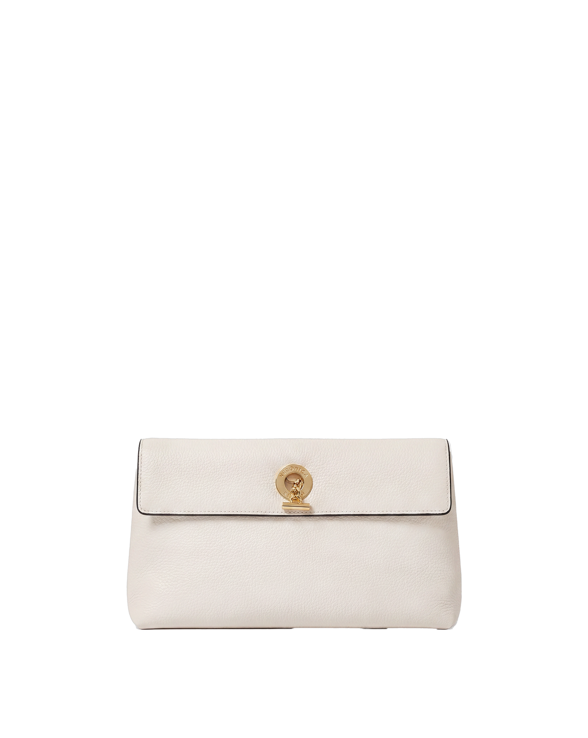 Veronica Beard | Anchor Clutch in Off White Pebbled Leather Off-White