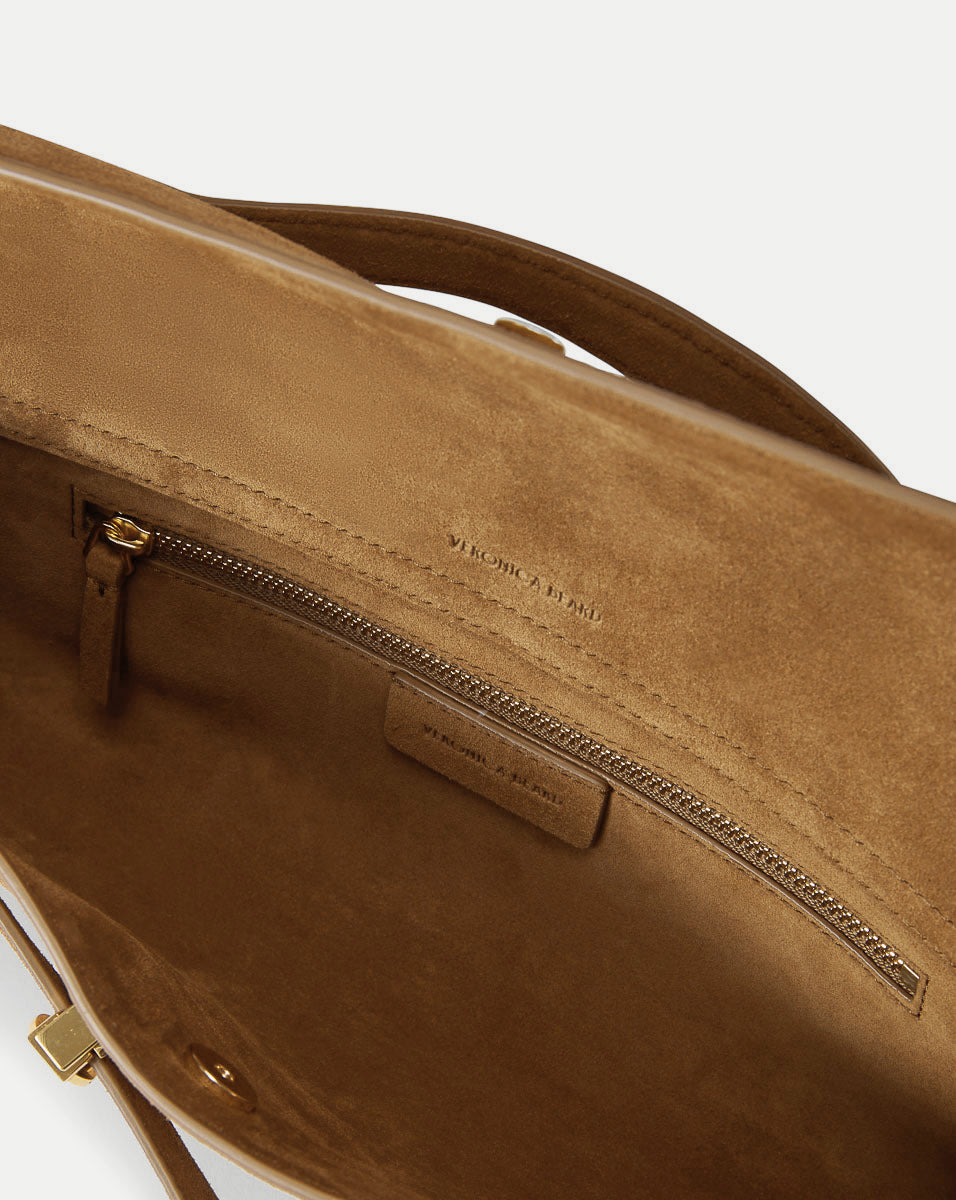 Veronica Beard | Veronica Beard Suede Dash Clutch in Light Brown Acorn Acorn